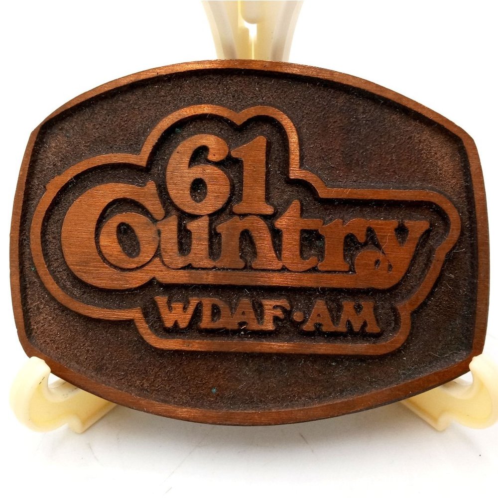 61 Country Radio Belt Buckle WDAF AM Vintage Music Musician Western